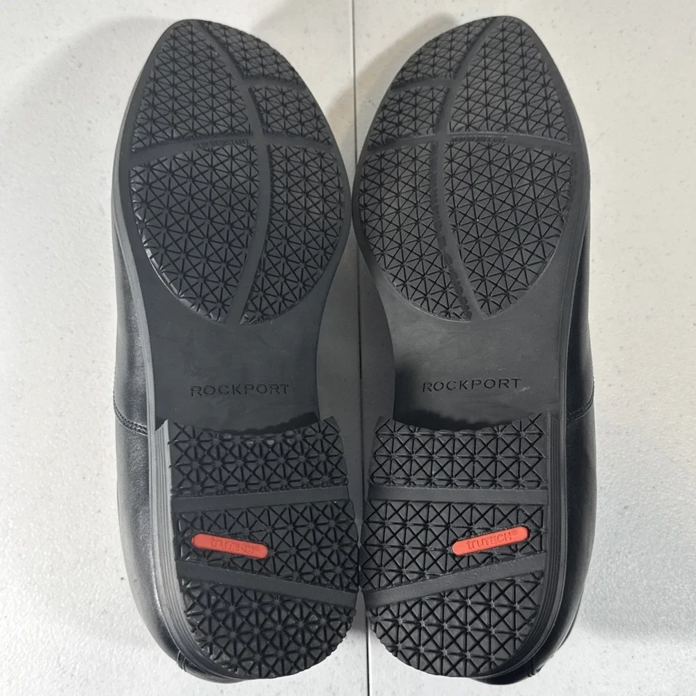 Rockport Essential Details Mens 14 M Black Waterproof Leather Slip On Loafers